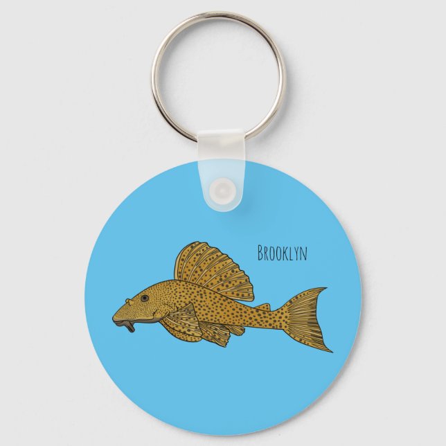 Porte-clés Illustration de poisson Pleco (Recto)
