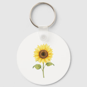 Porte-clés Illustration de tournesol — Art botanique lumineux