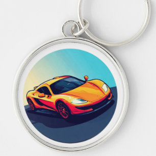 Porte-clés Illustration de voiture de sport stylisée