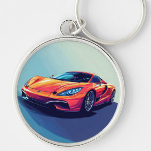 Porte-clés Illustration de voiture de sport stylisée