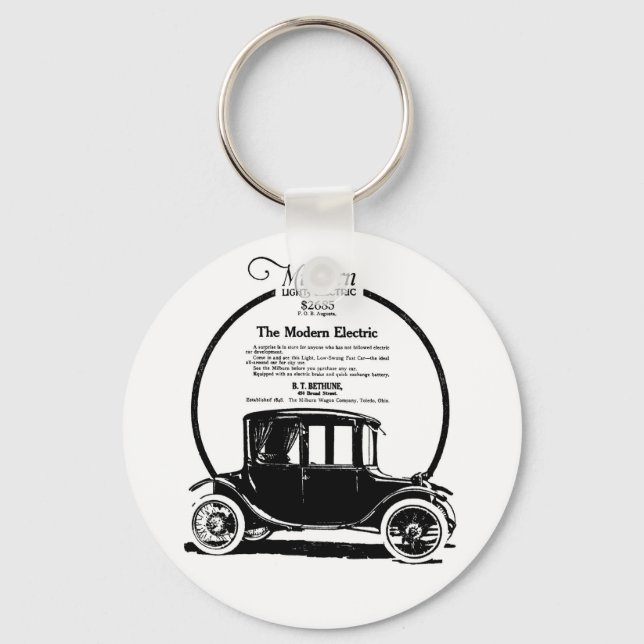 Porte-clés Illustration de voiture électrique Milburn 1919 (Recto)