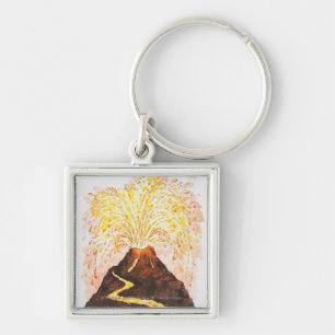 Porte-clés Illustration de volcan éclatant