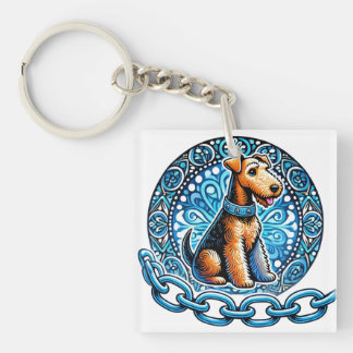Porte-clés Illustration décorative d'un chien terrier