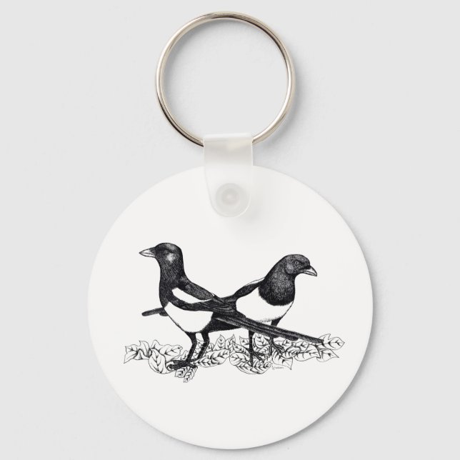 Porte-clés Illustration des Magpies sur le bouton Clavier (Recto)