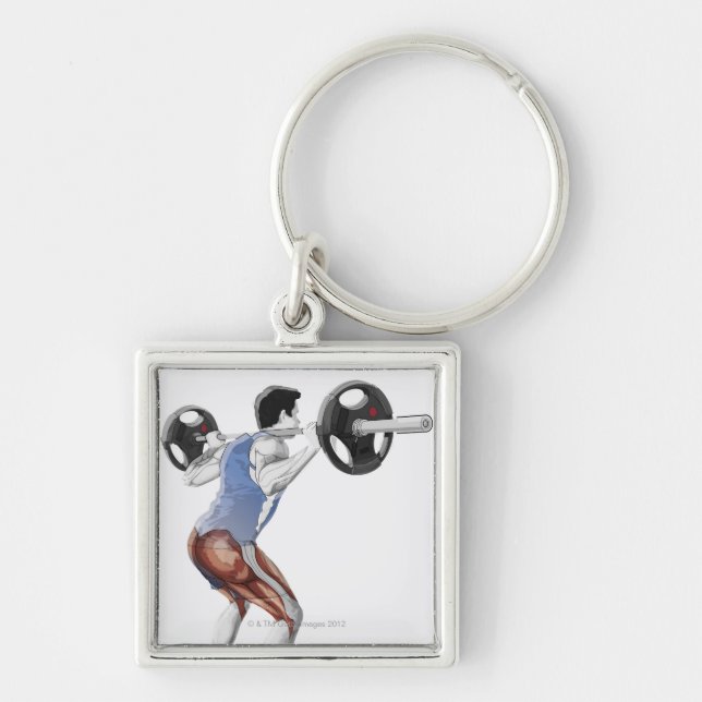 Porte-clés Illustration des muscles employés par l'homme pour (Devant)