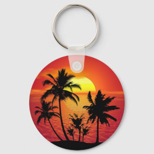 Porte-clés Illustration des silhouettes des palmiers couchés 