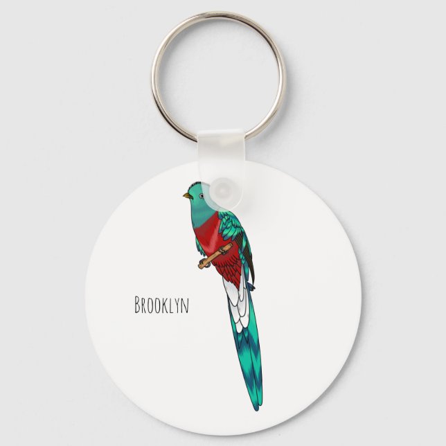 Porte-clés Illustration d'oiseau de quetzal resplendissant (Recto)