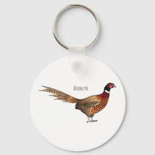 Porte-clés Illustration d'oiseau faisan à cou circulaire