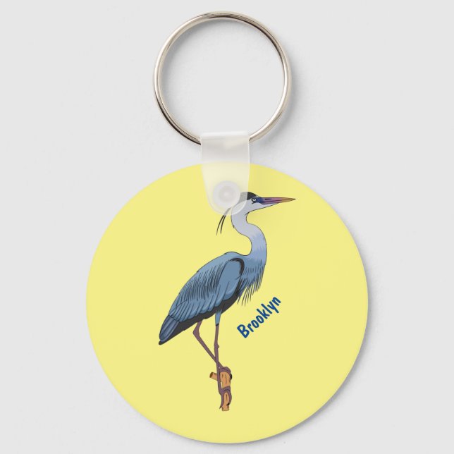 Porte-clés Illustration du grand héron bleu (Recto)