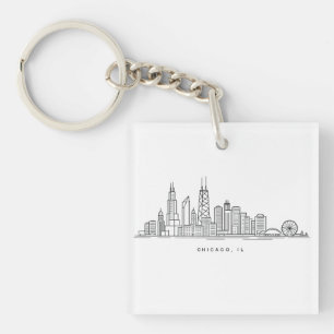 Porte-clés Illustration du paysage urbain de Chicago IL