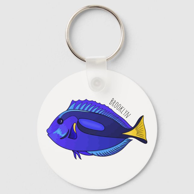 Porte-clés Illustration du poisson de la cuve bleue (Recto)