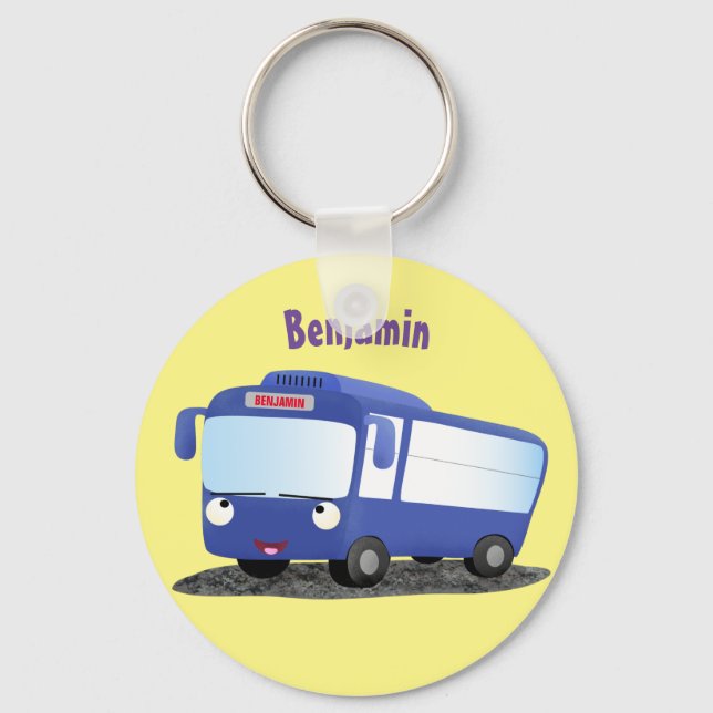 Porte-clés Illustration d'un bus moderne bleu mignon (Recto)