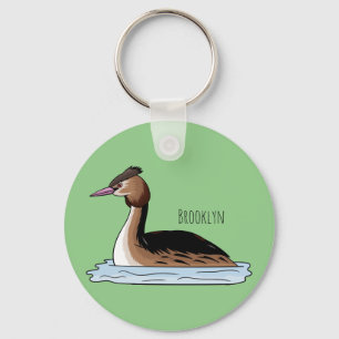 Porte-clés Illustration d'un grand oiseau de grèbe huppé