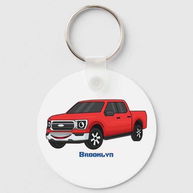 Porte-clés Illustration d'une camionnette rouge mou (Recto)