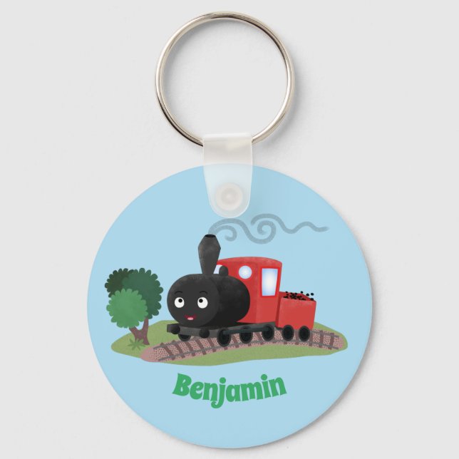 Porte-clés Illustration d'une locomotive à vapeur mûre (Recto)