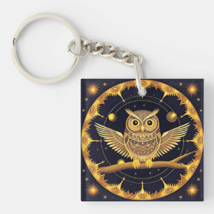 Porte-clés Illustration élégante de hibou nocturne
