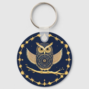 Porte-clés Illustration élégante de hibou nocturne