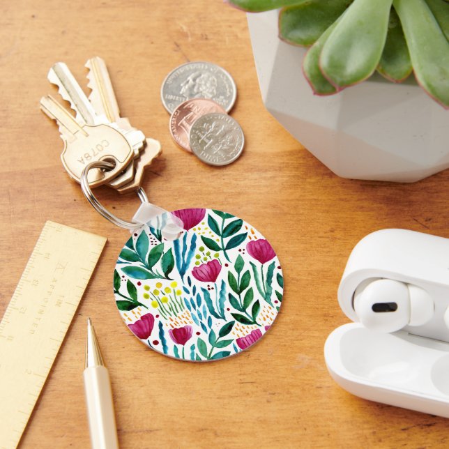 Porte-clés Illustration florale botanique (Bureau)