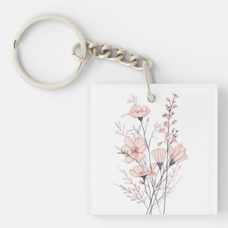 Porte-clés Illustration florale botanique | Esthétique minima
