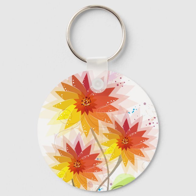 Porte-clés Illustration florale moderne (Recto)