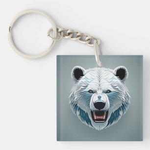 Porte-clés Illustration géométrique d'ours polaire féroce