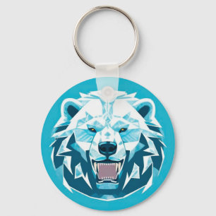 Porte-clés Illustration géométrique d'ours polaire féroce