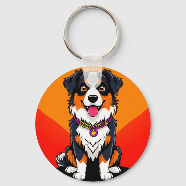 Porte-clés Illustration Joyful Cartoon Dog (Recto)