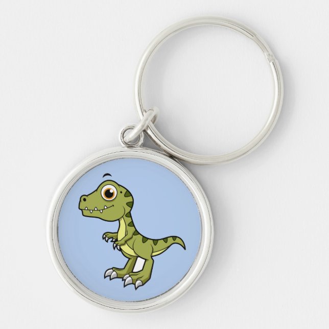Porte-clés Illustration Mignonne D'Un Rex Tyrannosaurus. (Devant)