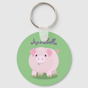 Porte-clés Illustration miniature de porc rose mou