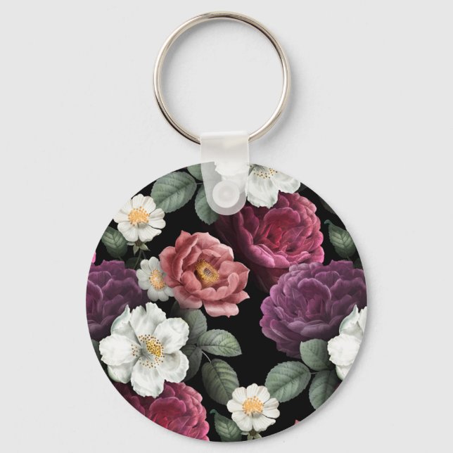 Porte-clés Illustration Rose vintage (Recto)