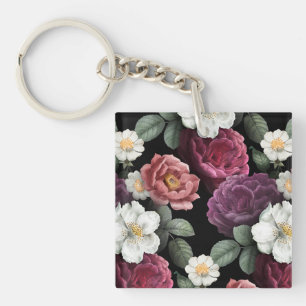 Porte-clés Illustration Rose vintage