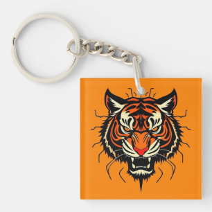 Porte-clés Illustration stylisée de la tête d'un tigre