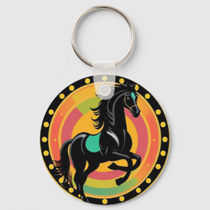 Porte-clés Illustration stylisée d'un cheval noir