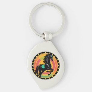 Porte-clés Illustration stylisée d'un cheval noir