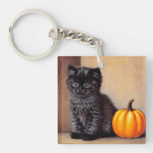 Porte-clés Illustration vintage Halloween Black Kitten