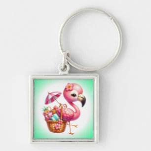 Porte-clés Illustrations de flamant rose en aquarelle pour de