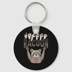 Porte-clés ILY Racoon ASL Geste MAIN Sourde Perte auditive Aw