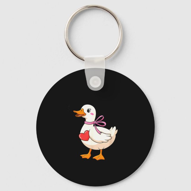 Porte-clés I'm Goosey For You Coquette Valentine Goose  (Recto)