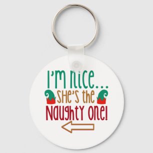 Porte-clés Im Nice Shes Naughty Elf Casquette