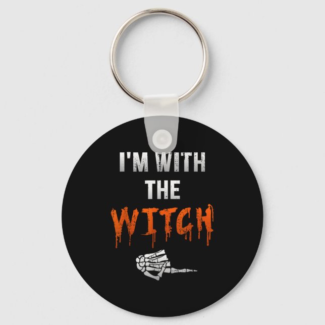Porte-clés I'm With Witch Skeleton Hand Funny Halloween Husba (Recto)