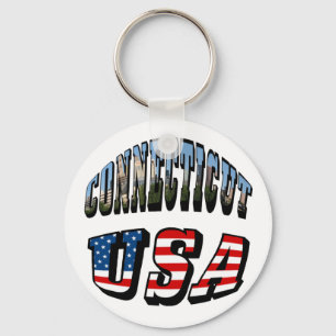 Porte-clés Image Connecticut et texte d'indicateur USA