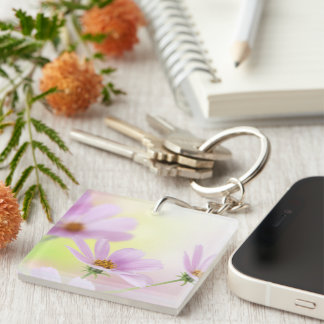 Porte-clés Image personnalisé & Fleurs roses aquarelle