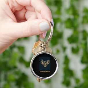 Porte-clés Image personnalisée d'aigle et texte Rond de luxe