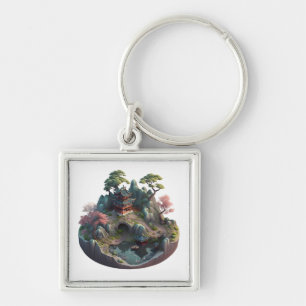 Porte-clés Imaginaire chinois mignon Porte - clé Carré paysag