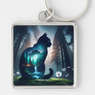 Porte-clés Imaginaire Cute Chat Double Exposition