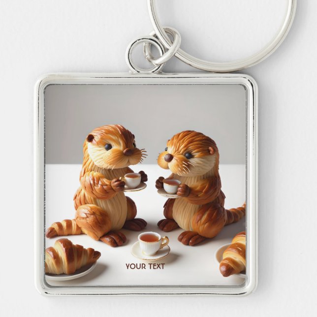 Porte-clés Imaginaire Cute Croissants Otters Thé (Devant)