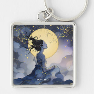 Porte-clés Imaginaire Femme mignonne Arbres Lune