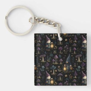 Porte-clés Imaginaire foncé Gnome et Motif de champignons