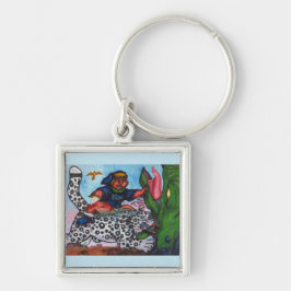 Porte-clés imaginaire garçon à cheval chat combattant dragon 