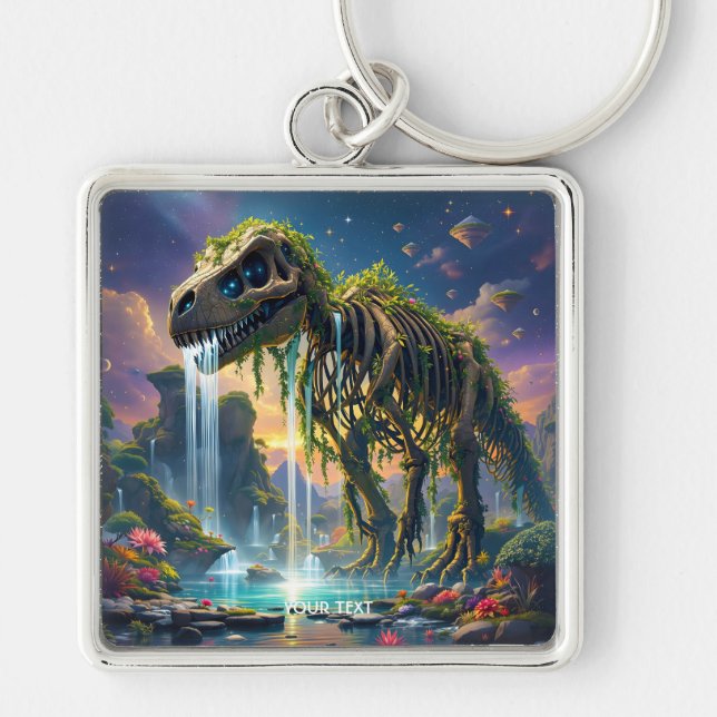 Porte-clés Imaginaire Joli Squelette Dinosaure Jardin (Devant)
